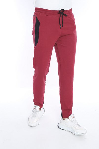 NEED LİFE Men's Claret Red Corded Half Cuff Slim Fit Sweatpants