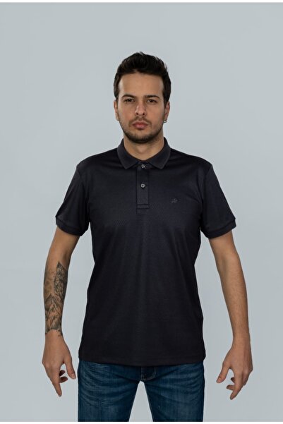 Moda Işık Crna polo majica sa uzorkom saća