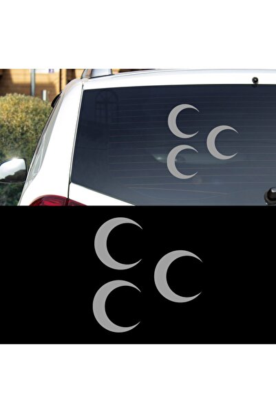 Melek Pazarı ملصق سيارة عثماني ثلاثي الهلال مقاس 20 × 20 سم