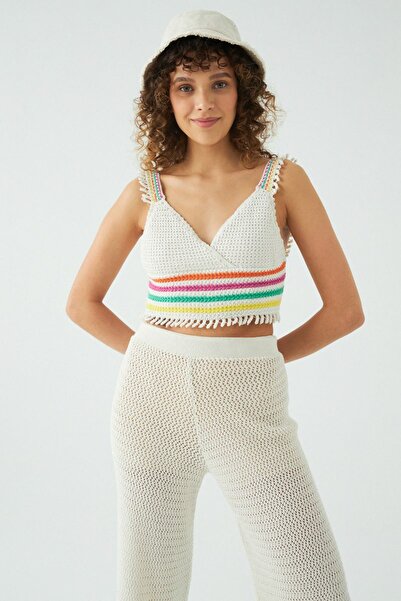 JU Colorful Striped Arlu Ecru Knitwear Bustier