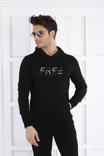NEED LİFE Men's Black Casual Free Logo Sweat Tracksuit Set