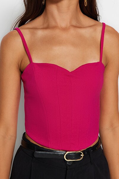 Trendyol Collection Fukszia állítható pántos Crop Kötött melltartó - TWOSS23BS00036