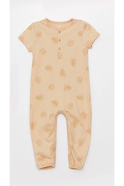 LC Waikiki Crew Neck Short Sleeve Printed Baby Boy Jumpsuit