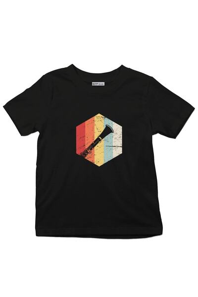 GreenMint تي شيرت للأطفال ريترو فينتاج Clarinet_ks1401