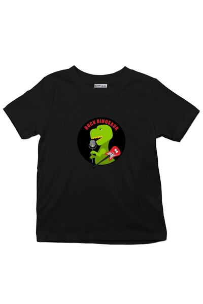 GreenMint تي شيرت للأطفال بشعار ديناصور الروكشعار لمحبي موسيقى الروك القديمةت...