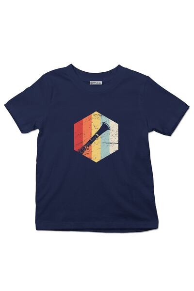 GreenMint تي شيرت للأطفال ريترو فينتاج Clarinet_ks1401