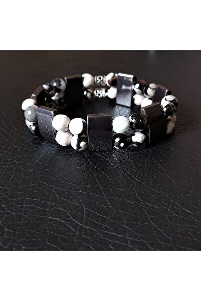 Asteria Elite Akik Hematit Iki Sıralı Denge, Güç Ve Nazardan Koruma Bilekliği