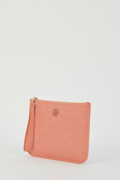 Pierre Cardin Wicker Coral Women's Portfolio & Clutch Bag 05PO23Y1713