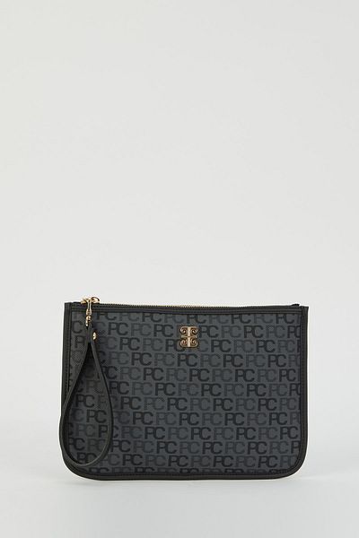 Pierre Cardin Anthracite Tram Alphabet Women's Clutch & Clutch Bag 05Po23Y1713