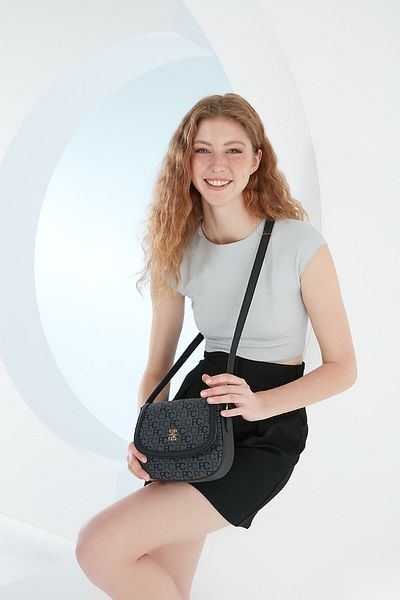 Pierre Cardin Anthracite Tram Alphabet Γυναικεία Τσάντα ώμου 05PO23Y1733