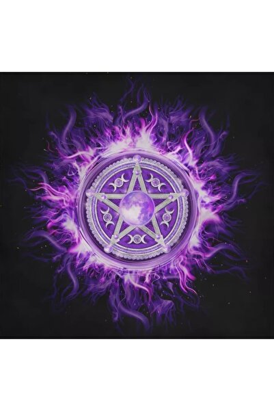 fırsatlar diyarı Purple Moon Pentagram Tarot Sunak Bezi /tarot Örtüsü 75x75 Cm
