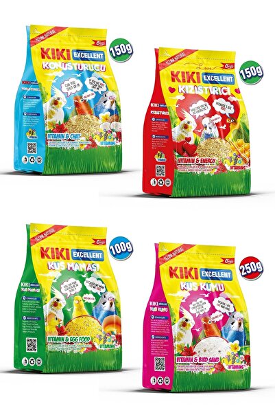Kiki Excellent Kuş Ek Besin Seti Mama, Kum, Kızıştırıcı, Konuşturucu Kb320