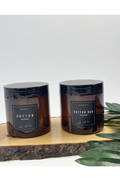 AURAGIFTT طقم مكون من قطعتين من قطن الميكا الصلب الكهرماني وقطن الأذن باللون ...