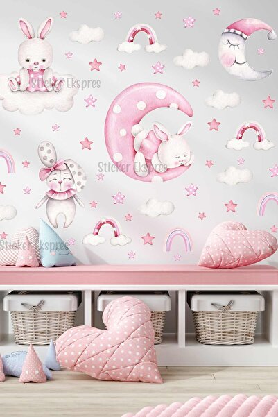 Sticker Ekspres Tavşan Rüyası Çocuk Odası Duvar Sticker Seti