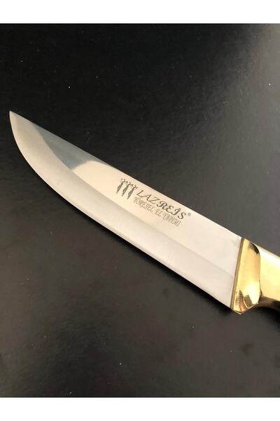 DİBA AVM El Yapımı Dövme Profesyonel Ahşap Saplı Sarı Bilezikli Kasap Mutfak ...