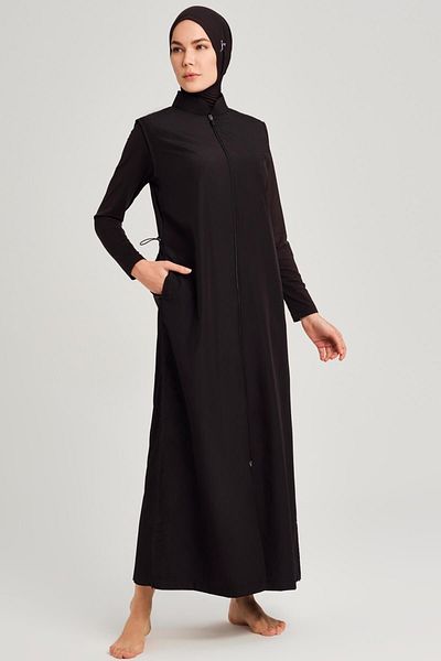 Haşema Σετ μαγιό Hijab Full Length Black Gingham 4 τεμαχίων