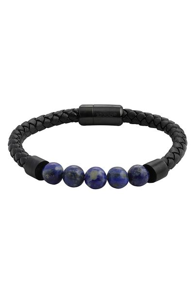 Zippo 20cm Wide Bracelet Braided Leather W Bead Bracelet - 2007160