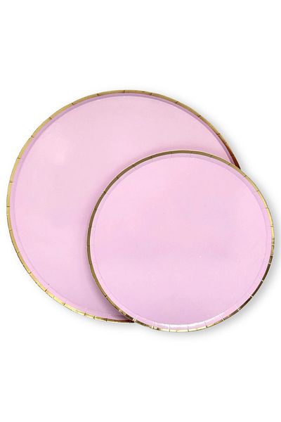 Mare Karnaval Round Lilac Gold Gilt Cardboard Party Plate 8 Pieces-18cm