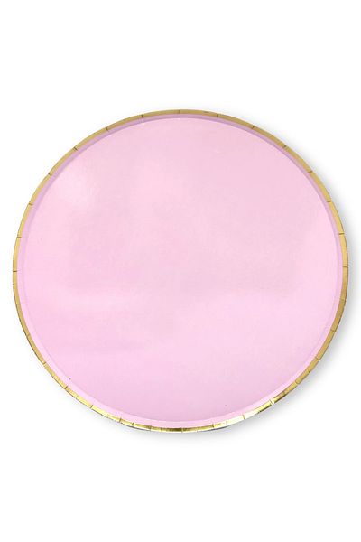 Mare Karnaval Round Lilac Gold Gilt Cardboard Party Plate 8 Pieces-18cm