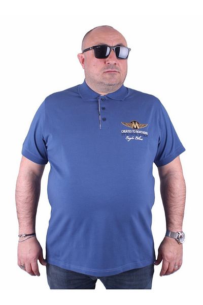 MocGrande Ανδρικό μπλουζάκι Polo μεγάλου μεγέθους Eagle Face 23400 Indigo