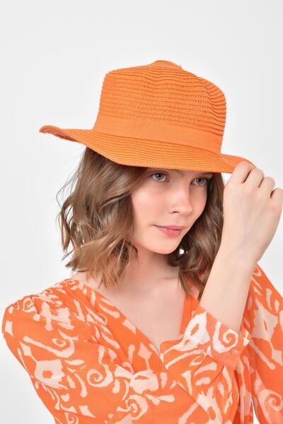 Saria Moda Široki slamnati ženski šešir sa detaljima u vidu trake