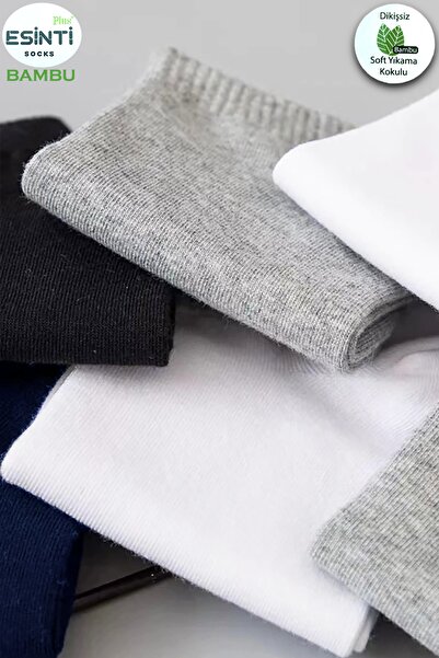 Esinti Men's Sports Socks Bamboo Scented White Black Colored Booties Socks Short Thin Socks 12 Pcs