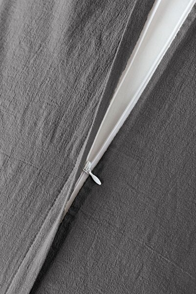 vivamaison Stonewashed Antrasit Çift Kişilik Nevresim Yastık Seti 200x220 Cm