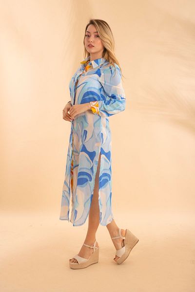 Bonitas Beachwear Cămașă lungă Leaf Blue Bnts-23010-b