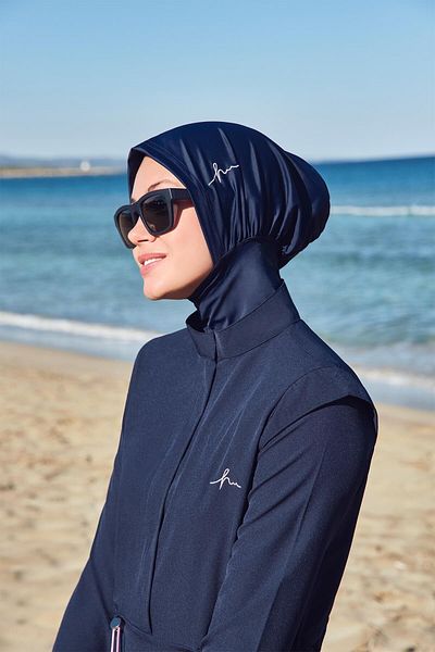 Haşema Σετ μαγιό με λεπτομέρεια με βάτα Navy Blue Gilet 4 τεμαχίων