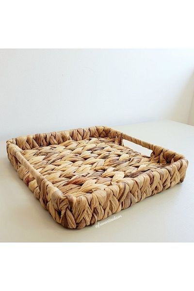 ELZEY HOME Wicker Square Decorative Tray M 31x31 Cm Natural