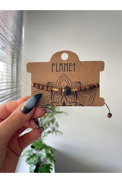 Planet Butik سوار أصلي للجنسين بتفاصيل خرز خشبي