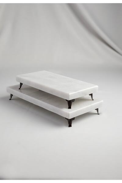 MERALP Presentation Copper Set of 3 Real Marble Cake Presentation, Metal Profile Leg