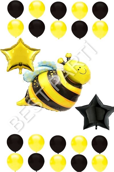 BEST PARTİ DOĞUM GÜNÜ PARTİ SÜSLERİ Bee Character Star Foil Balloon Set