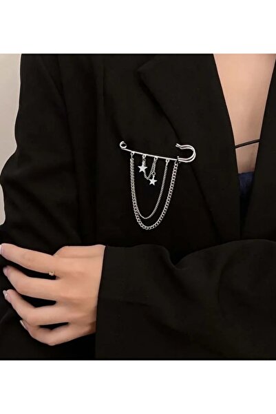 TakıConcept Punk Tarz Broş, Zincir Iskoç Iğnesi, Aksesuar Broş