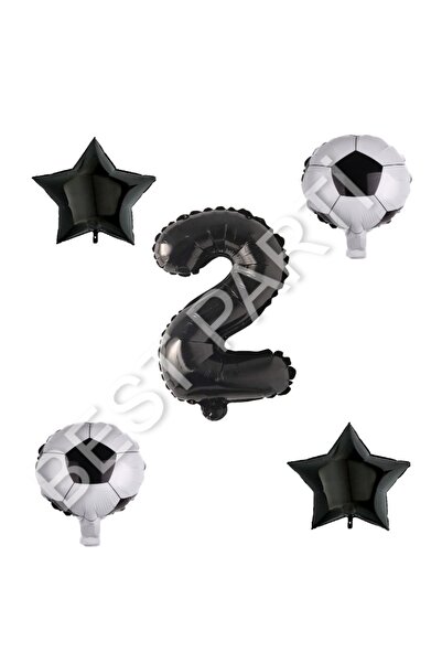 BEST PARTİ DOĞUM GÜNÜ PARTİ SÜSLERİ Football Ball Star Number Balloon Set Bla...