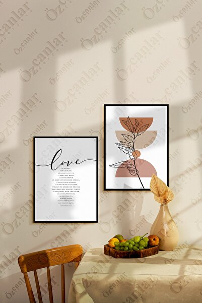 ÖZCANLAR ÇERÇEVE Love Temalı Çerçevesiz Çerçeve Görünümlü 2 Parça Mdf Duvar T...
