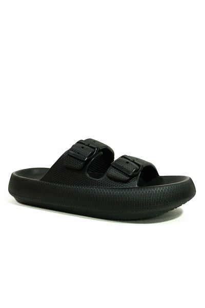 lumberjack Black Buckle Anatomical Comfort Slippers