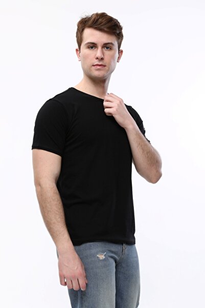 Uniprom Ανδρικό T-shirt Crew Neck Λογότυπο Service Mercedes Benz 100% βαμβακερό μαύρο