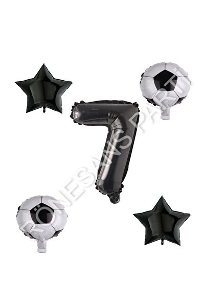 RÖNESANS PARTİ مجموعة بالونات على شكل نجمة لكرة القدم باللون الأسود، العمر 7