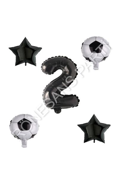 Generic Brand Star Soccer Ball Star Number Balloon Set Black Age 2