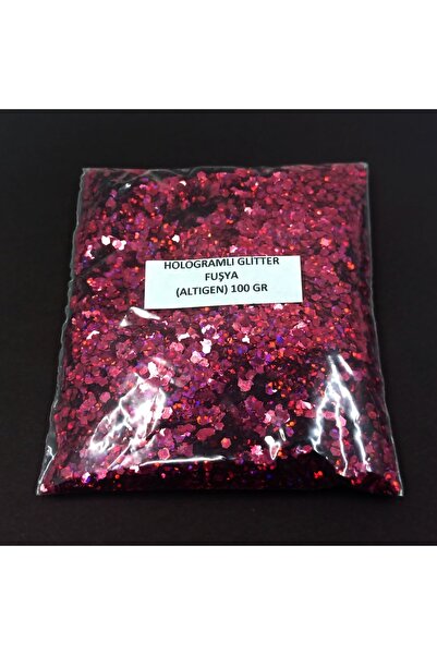 HOBİFLEX Glitter Epoksi Süsleme Pulu Hologramlı Altıgen Nail Art Makyaj Sim Fuşya 100 Gr