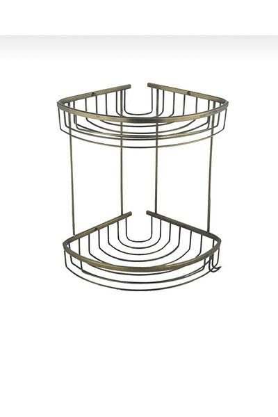 İSAOĞLU YAPI Matte Gold Shampoo Holder Antique Gold Shampoo Holder Stainless Brass Bathroom Hanger Rack
