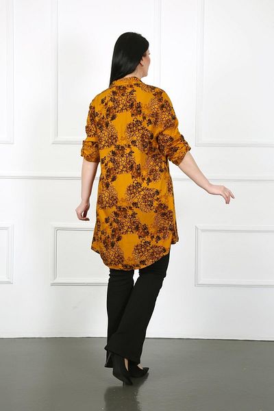 By Alba Collection Women's Brick Twig Pattern Cotton Viscose Large Size Tunic