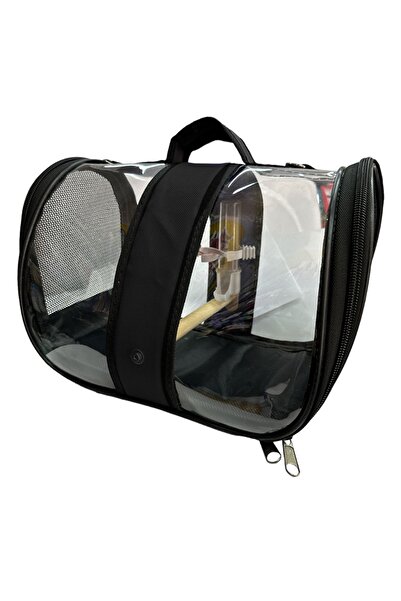 Tropheus Suluklu Kuş Taşıma Çantası (tahta Tünekli) Siyah Renkli (33cmx23cmx22cm) Daldarı Hediye