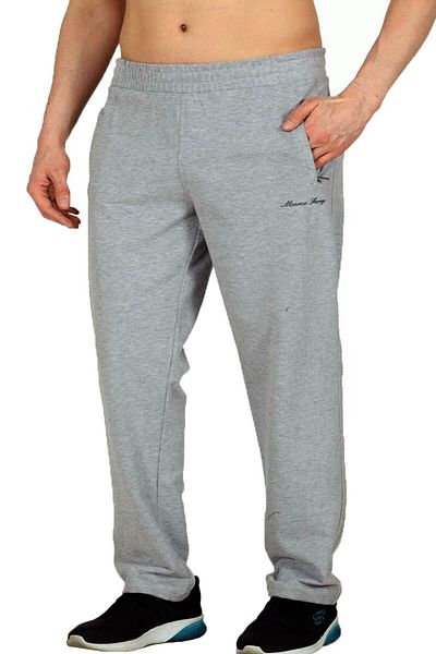 Marco Ferry Gray Melange Men's Two Thread Classic Model Pocket Straight Leg Plus Size Sweatpants Edy0032g