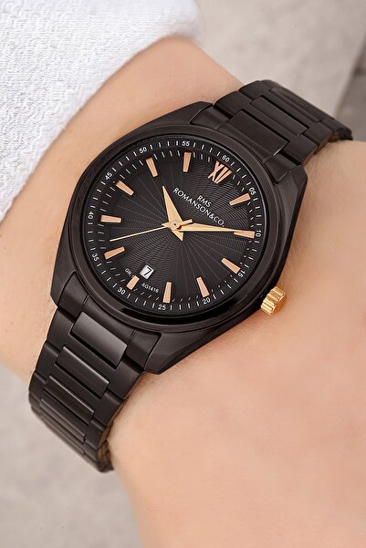 Romanson ساعة يد نسائية مقاومة للماء بحزام فولاذي بتقويم 5 ATM