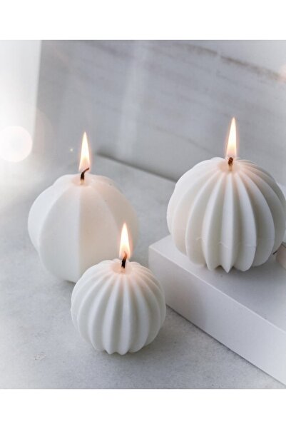 ersu store 3'lü Soya Wax Kokulu Geometrik Küre Mum Seti