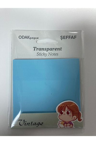 ODAK YAYIN Transparent Sticky Note Paper Transparent Blue Color 76x76 Transparent Vintage