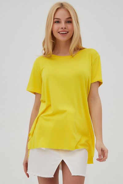 Pattaya Γυναικείο T-Shirt Oversize με κίτρινο σκίσιμο P21s201-2199