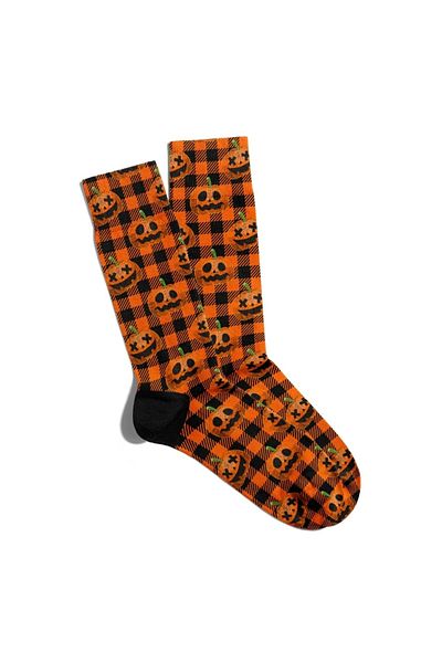 Eğlenceli Çoraplar Fun Socks Unisex Plaid Halloween Pattern Printed Socks Ecsoket281